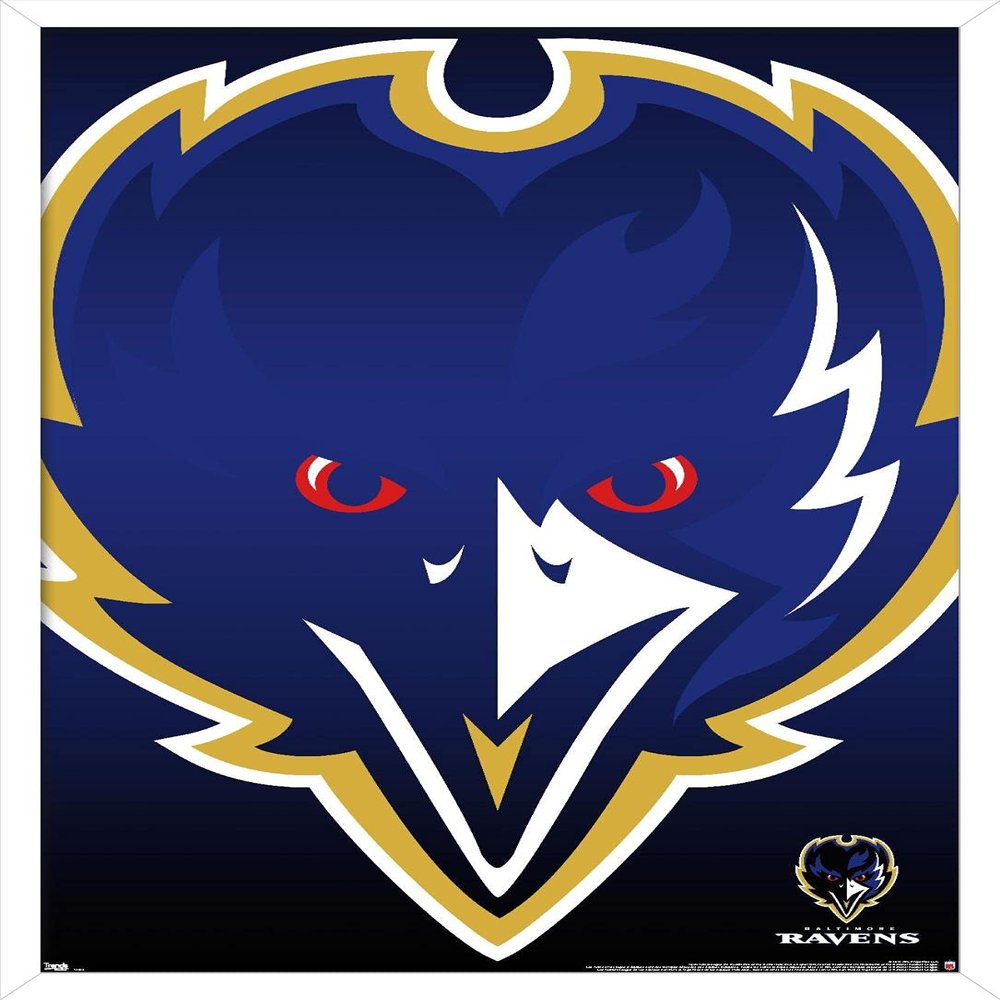 Trends International NFL Baltimore Ravens - Logo 14 Wall Poster, 14.725" x 22.375", White Framed Version