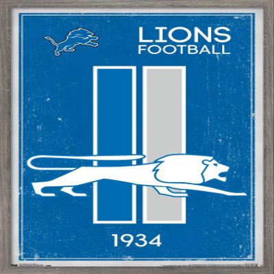 Trends International NFL Detroit Lions - Retro Logo 14 Wall Poster, 22.375" x 34", Barnwood Framed Version