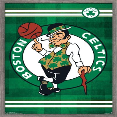 Trends International NBA Boston Celtics - Logo 14 Wall Poster, 14.725" x 22.375", Barnwood Framed Version