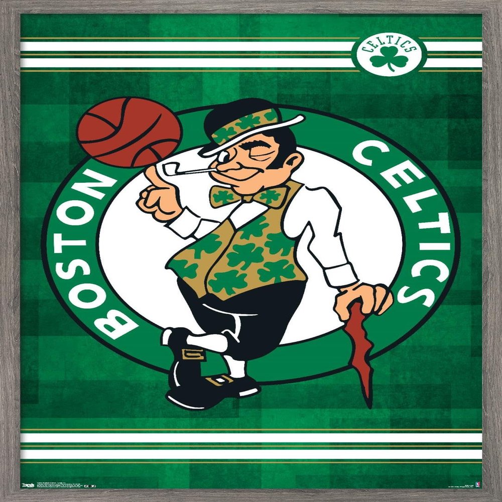 Trends International NBA Boston Celtics - Logo 14 Wall Poster, 14.725" x 22.375", Barnwood Framed Version