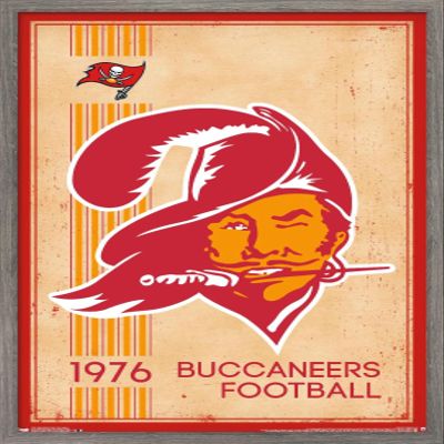 Trends International NFL Tampa Bay Buccaneers - Retro Logo 14 Wall Poster, 22.375" x 34", Barnwood Framed Version