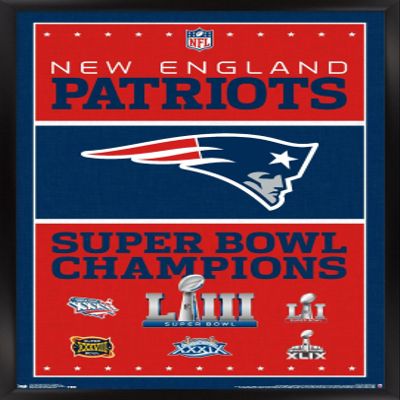 Trends International NFL New England Patriots - Champions 19 Wall Poster, 14.725" x 22.375", Black Framed Version