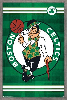 Trends International NBA Boston Celtics - Logo 14 Wall Poster, 22.375" x 34", Barnwood Framed Version