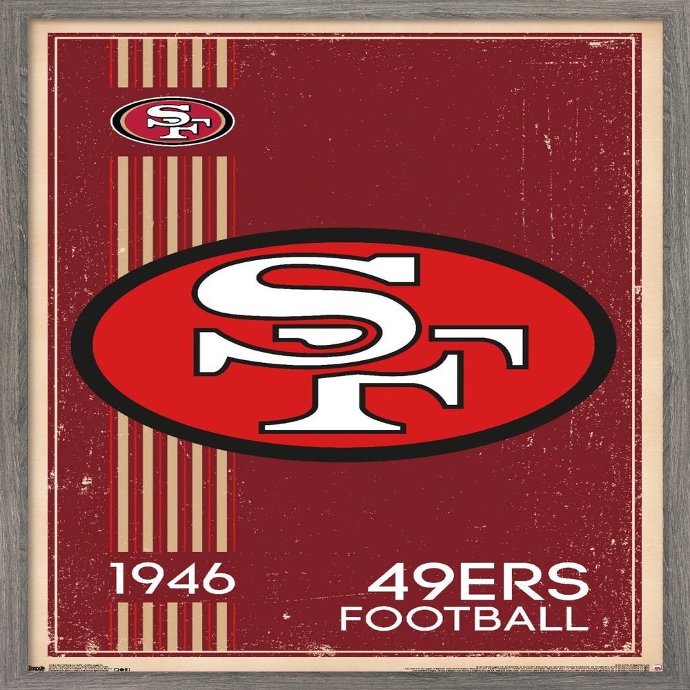Trends International NFL San Francisco 49ers - Retro Logo 14 Wall Poster, 22.375" x 34", Barnwood Framed Version
