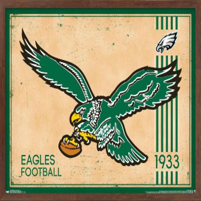 Trends International NFL Philadelphia Eagles - Retro Logo 14 Wall Poster, 14.725" x 22.375", Mahogany Framed Version