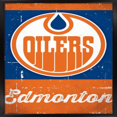 Trends International NHL Edmonton Oilers - Retro Logo 13 Wall Poster, 14.725" x 22.375", Black Framed Version