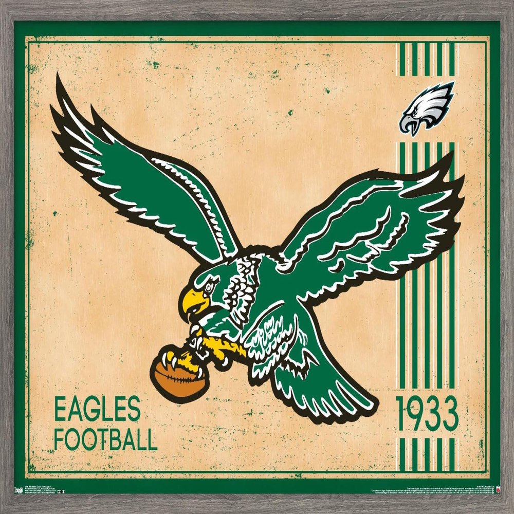Trends International NFL Philadelphia Eagles - Retro Logo 14 Wall Poster, 22.375" x 34", Barnwood Framed Version
