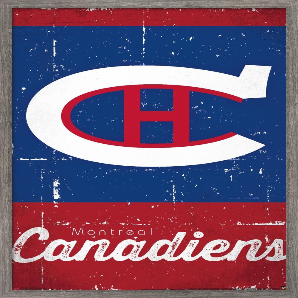 Trends International NHL Montreal Canadiens - Retro Logo 13 Wall Poster, 22.375" x 34", Barnwood Framed Version