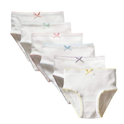 benetia Kids Underwear Girls Panties Soft Cotton 6-Pack Size 9 10 White