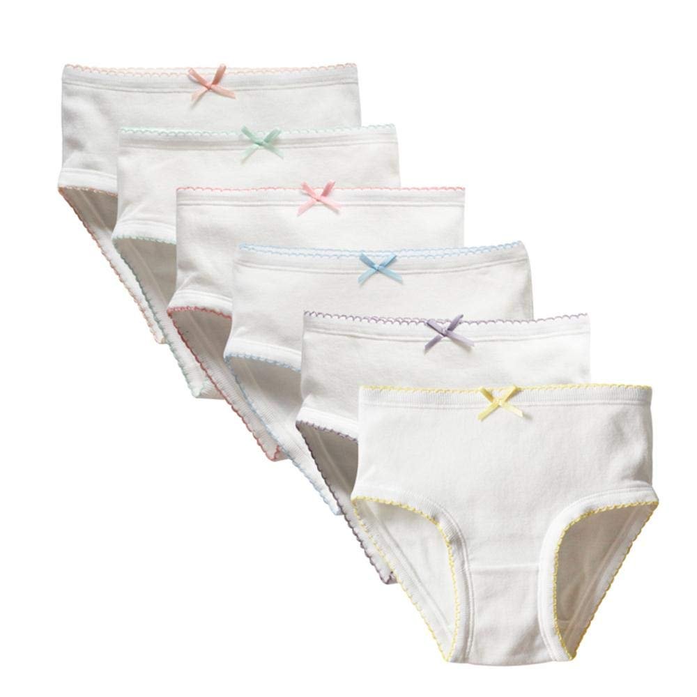 benetia Kids Underwear Girls Panties Soft Cotton 6-Pack Size 9 10 White