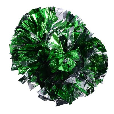 1 Pcs 11" Cheering Pom Poms for Sport, Party, Dance and Game Decoration(Green+Silver)