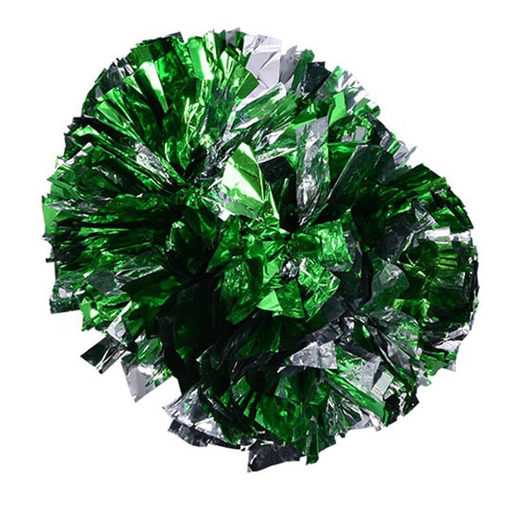 1 Pcs 11" Cheering Pom Poms for Sport, Party, Dance and Game Decoration(Green+Silver)