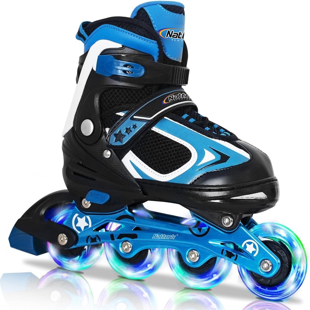Nattork Blade Roller Skates for Boys with Light Up Wheel,Adjustable Inline Skates for Little Kids Toddler Childrens Outdoor & Indoor Ages 5-8 4 5 6 7, Beginners Blue
