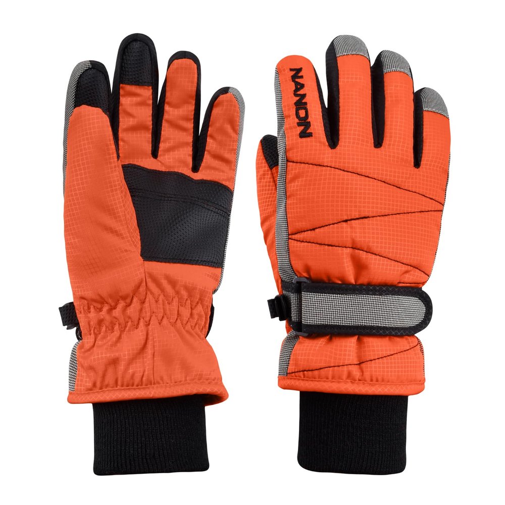 TRIWONDER Ski Gloves Kids Cold Weather Winter Warm Gloves Windproof Thermal Fleece Outdoor Snowboard Snow Gloves Mittens for Boys Girls Children (Orange, S (6-7 Years Old))