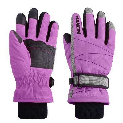 Azarxis Kids Winter Warm Gloves, Cold Weather Windproof Thermal Glove for Boys & Girls (Purple, M)
