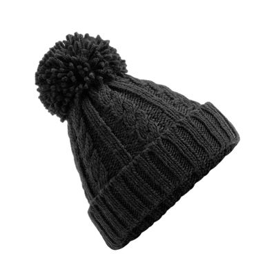 Beechfield B480 Cable Knit Melange Beanie - Black