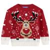 Camii Mia-Youth-Big-Boys-Ugly-Christmas-Sweater-Funny Holiday Sweater Reindeer Pullover Knitted Cute Lightweight (Large, Dark Red) view 1