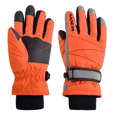 Azarxis Kids Winter Warm Gloves, Cold Weather Windproof Thermal Glove for Boys & Girls (Orange, M)