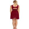 Aislor Women's Adult Lyrical Modern Contemporary Dance Dress V-Neck Asymmetric Chiffon Skirted Dress Wine Red Small view 4