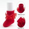 EPEIUS 3 Pairs Baby-Girls Eyelet Turn Cuff Ruffle Frilly Lace Socks Toddlers Girls Triple Lace Dressy Socks Gift Box Black/White/Red 3-5 Years view 3