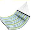 Thaisan7 Fabric Double Hammock Bar Swing Spreader Cottons Pillow for Outdoor Home Garden Improvment Decor - 75" X 55" Bed Length, Blue Stripe view 1
