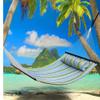 Thaisan7 Fabric Double Hammock Bar Swing Spreader Cottons Pillow for Outdoor Home Garden Improvment Decor - 75" X 55" Bed Length, Blue Stripe view 2