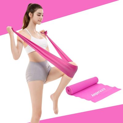 Amperware Resistance Band Sets,Upgrade 150mm Stretching Exercise Fitness Band None Smell Pink Blue Purple Elastic Bands Yoga Gym Body Exercising Straps (Pink,1.5m,0.35mm Thinkness)