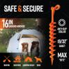 GROUNDGRABBA Lite Orange Tent Stakes - Tent Stakes for Sand | Screw in Earth Ground Anchors for Maximum Grip and Longevity in Soft Surfaces - 4 Pack view 2
