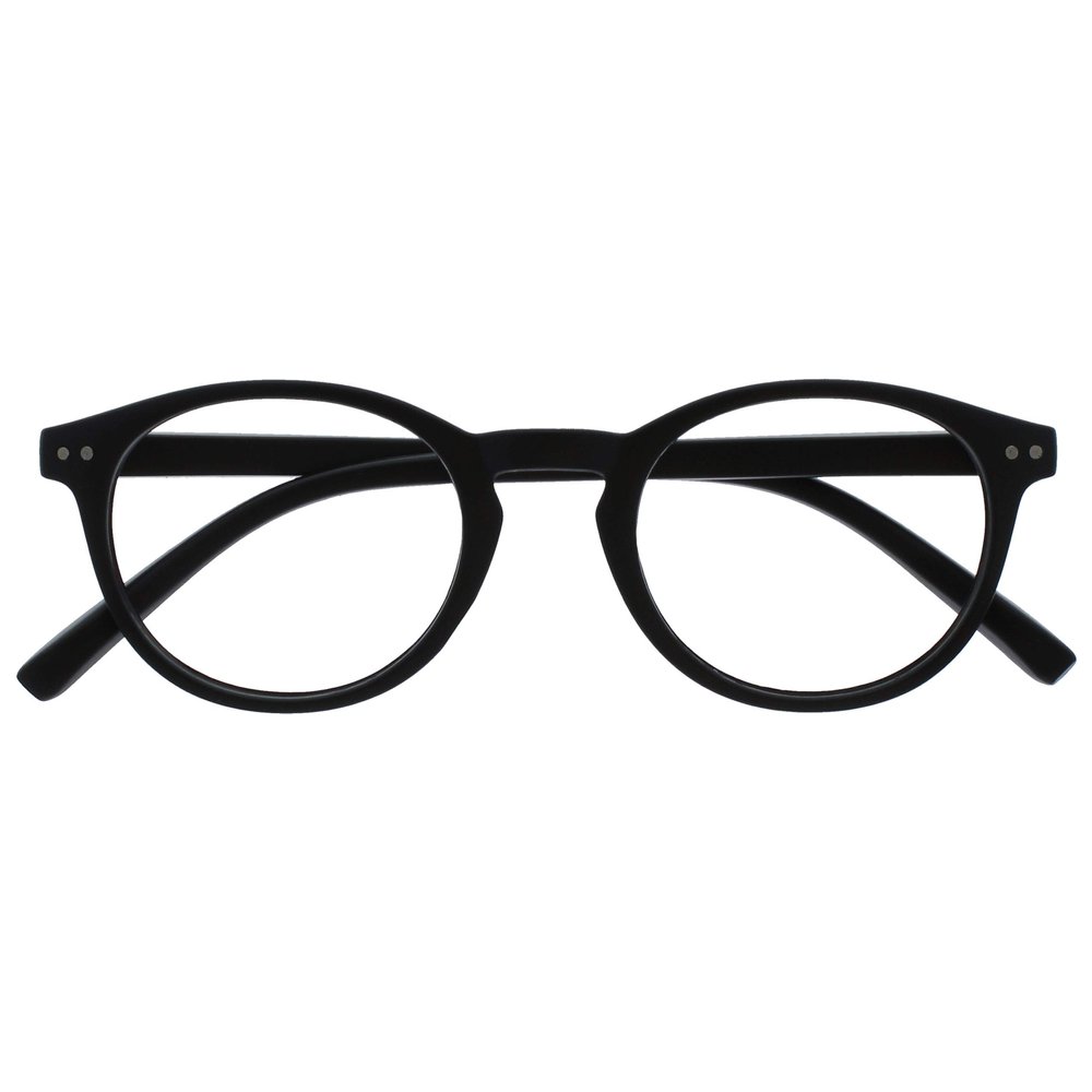 OPULIZE ZEN Reading glasses for Women Men,Scratch Resistant Round frame with Spring Hinges, Smooth Matte Black +1.5 (Pack of 1)