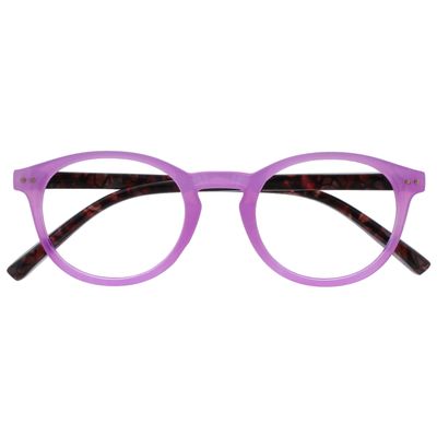 OPULIZE ZEN Reading glasses for Women Men,Scratch Resistant Round frame with Spring Hinges, Shiny Pink Front with Dark Violet Pattern Arms +2 (Pack of 1)