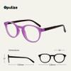 OPULIZE ZEN Reading glasses for Women Men,Scratch Resistant Round frame with Spring Hinges, Shiny Pink Front with Dark Violet Pattern Arms +2 (Pack of 1) view 2