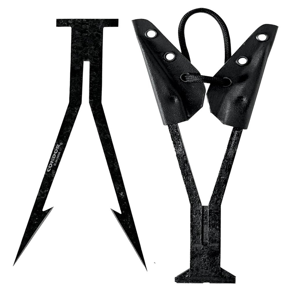 Condor Tool & Knife Tantar Harpoon - 1075 High Carbon Steel - Trident Spear with a Natural Finish and Kydex Protection Sheath - Spear Fishing Equipment - 5.9in Blade - 3.02oz (3mm)