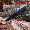 ABKT Tac Blue Shield Tanto Fixed-Blade Knife with Pocket Clip and Textured Handle view 2