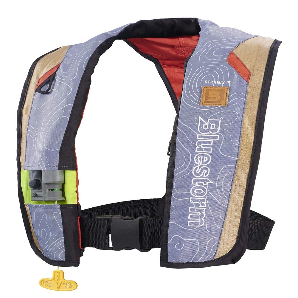 BLUESTORM Stratus 35 Inflatable Life Jacket PFD for Adults (Legendary Tan) | US Coast Guard (USCG) Approved Automatic Self Inflating Life Vest Preserver with Manual Ripcord