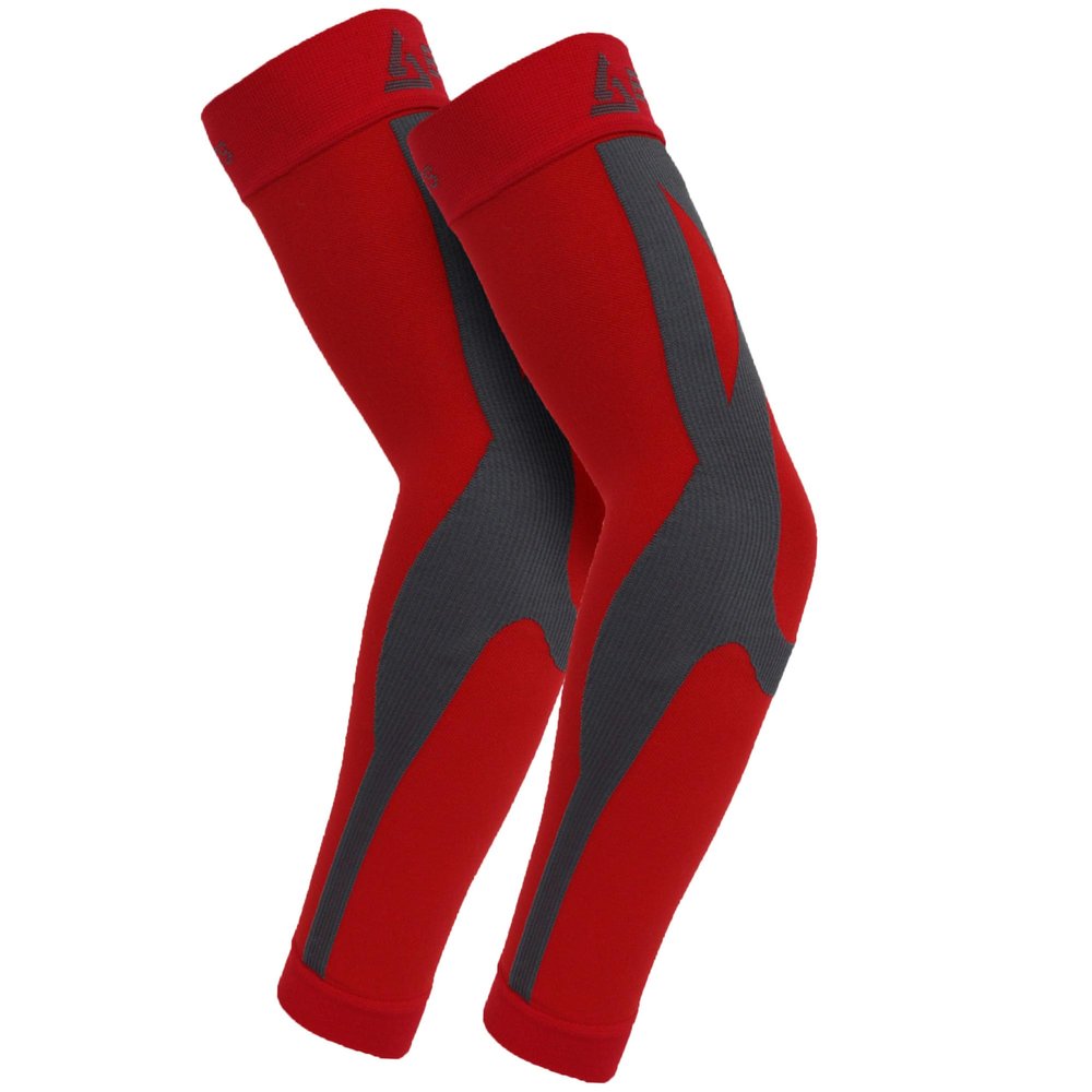 B-Driven Sports - Graduated Compression Arm Sleeves, Medical Grade 20-30mmHg for Men Women, Baseball, Basketball, Volleyball, Weightlifting, Athletic Lymphedema Circulation - Red & Small (1 Pair)