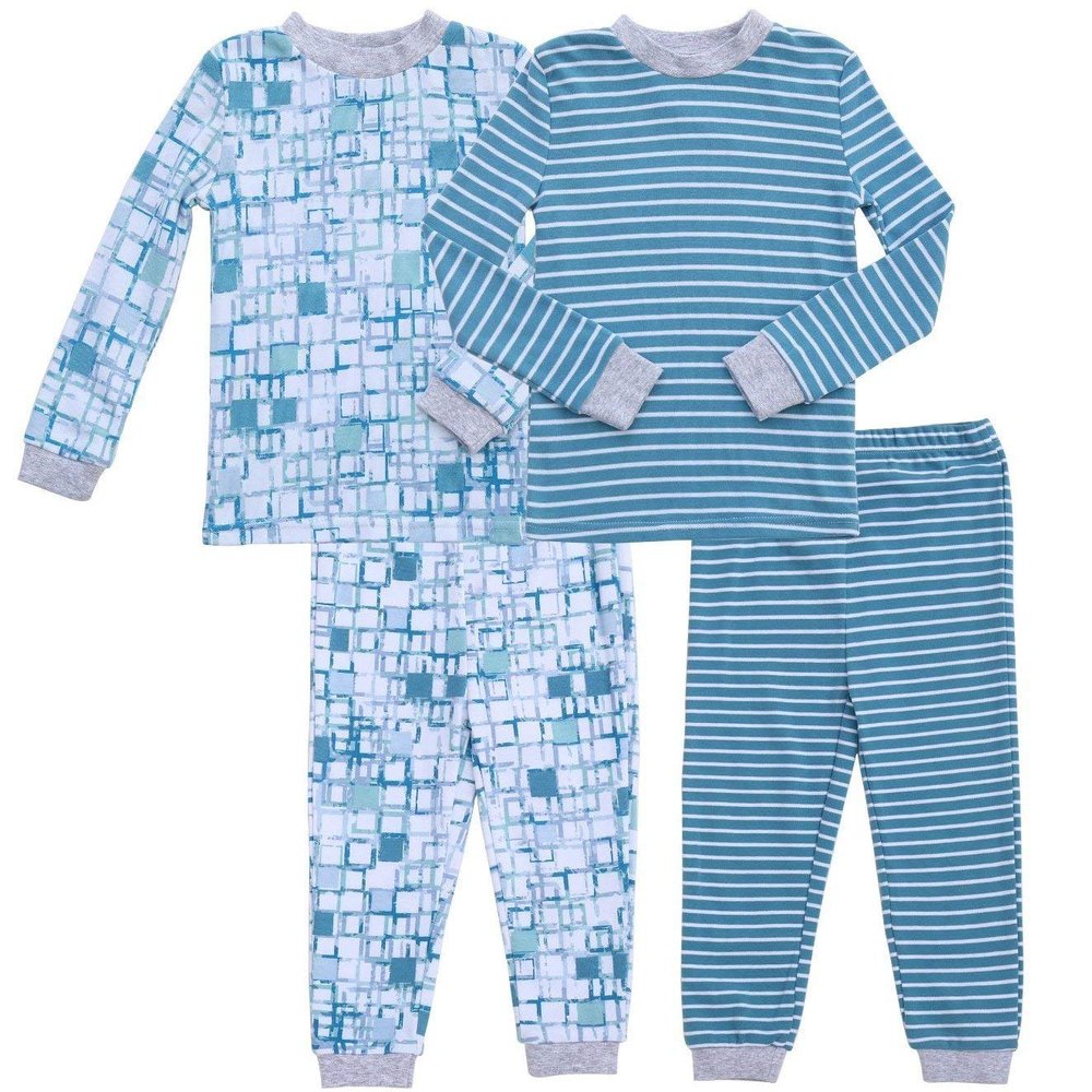 Asher and Olivia Boy Pajamas Clothes Pjs Set Sleepers Baby Footless Sleepwear Size 9-12m Blue