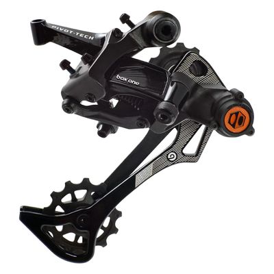 Box One Prime 9 X-Wide Rear Derailleur Bicycles MTB Hanger Non-Direct Mount for Mountain Bike, Cycling Finished Gloss Hard Onyx Sealed Bearing Pulleys | Black