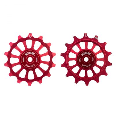 Kogel Bearings DER Part Pulley Alloy 14T/14T OS Hybrid Ceramic M9100 PR RD (K) - PUL-1414-M9100-C-RED