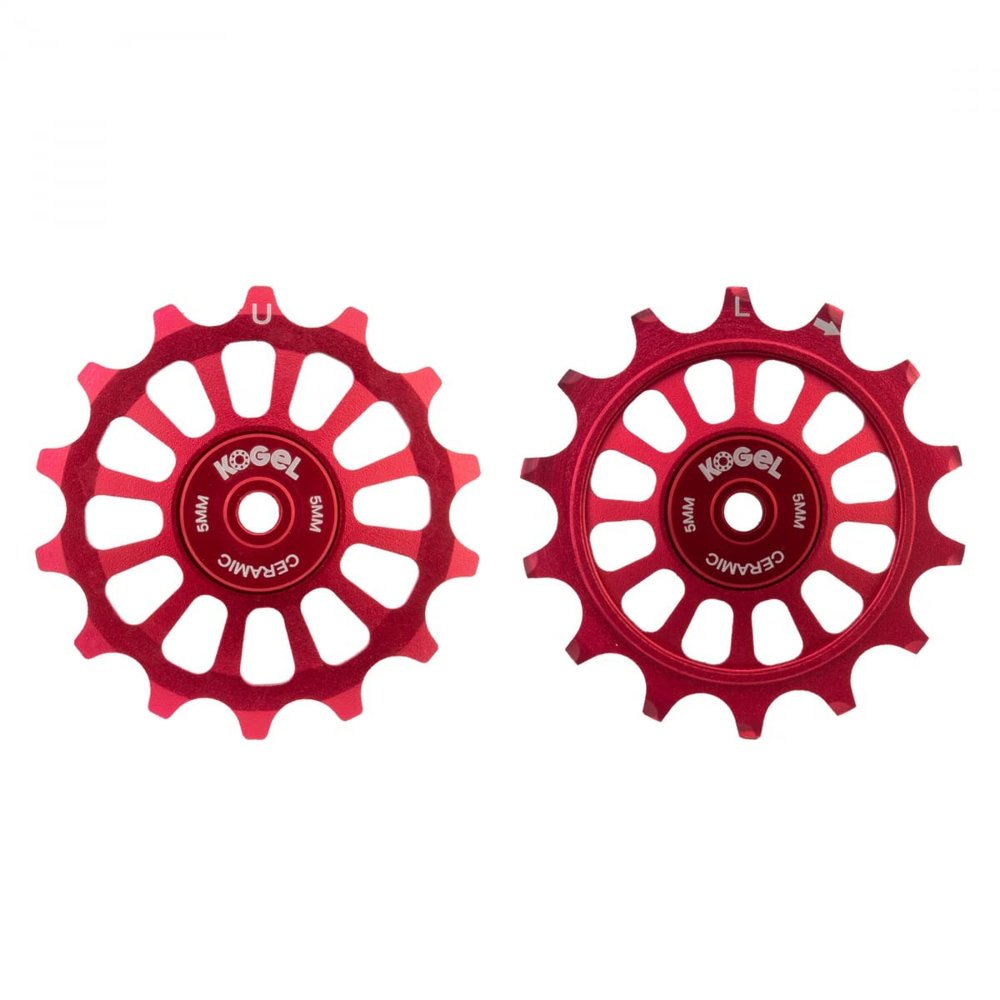 Kogel Bearings DER Part Pulley Alloy 14T/14T OS Hybrid Ceramic M9100 PR RD (K) - PUL-1414-M9100-C-RED