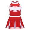 Aislor Girls Kids Cheer Leading Outfits School Cosplay Party Suit Shell Tops with Pleated Skirt Set Red&White E 10 view 1