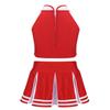 Aislor Girls Kids Cheer Leading Outfits School Cosplay Party Suit Shell Tops with Pleated Skirt Set Red&White E 10 view 2