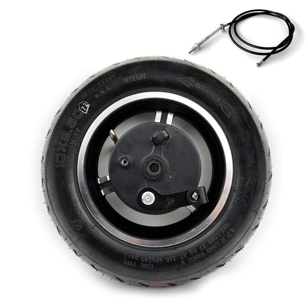 10 Inch CST Scooter Wheel With Drum Brake 10x2.5 Pneumatic Wheel Use CST Tire And Tube 1.8m Brake Cable 90mm Axle And Crowbar (wheel with cable120)