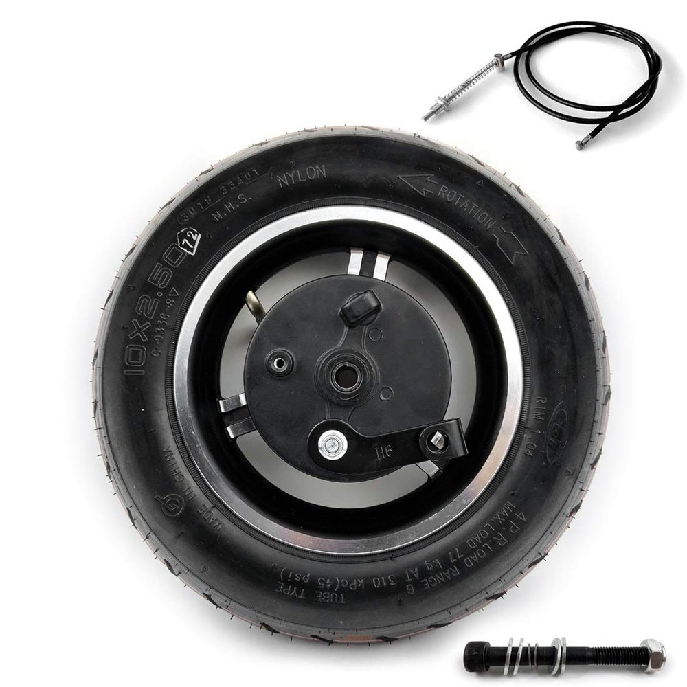 10 Inch CST Scooter Wheel With Drum Brake 10x2.5 Pneumatic Wheel Use CST Tire And Tube 1.8m Brake Cable 90mm Axle And Crowbar (wheel axle cable120)