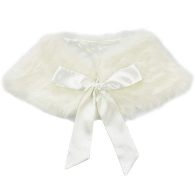 Yeahdor Flower Girls Wedding Birthday Party Gown Faux Fur Bolero Shrug Cloak Princess Cape Accessories Dress Cover up Beige One_Size