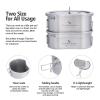 iBasingo 300ML & 600ML Titanium Cup Set Canteen Mess Kit with Folding Handle Hanging Ring Ultralight Portable Cookware for 1 Person Outdoor Camping Backpacking Hiking Small Lunch Box Ti2046C view 3