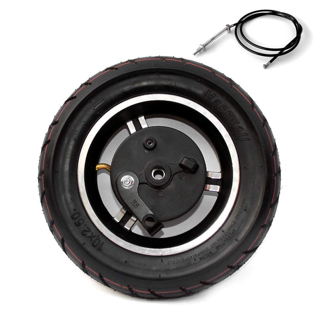 10 Inch Wheel With Brake 10x2.50 Inflated Wheel With Inner Tube And Expansion Brake 180 CM Brake Cable For Scooter Rear Wheel (wheel with cable120)