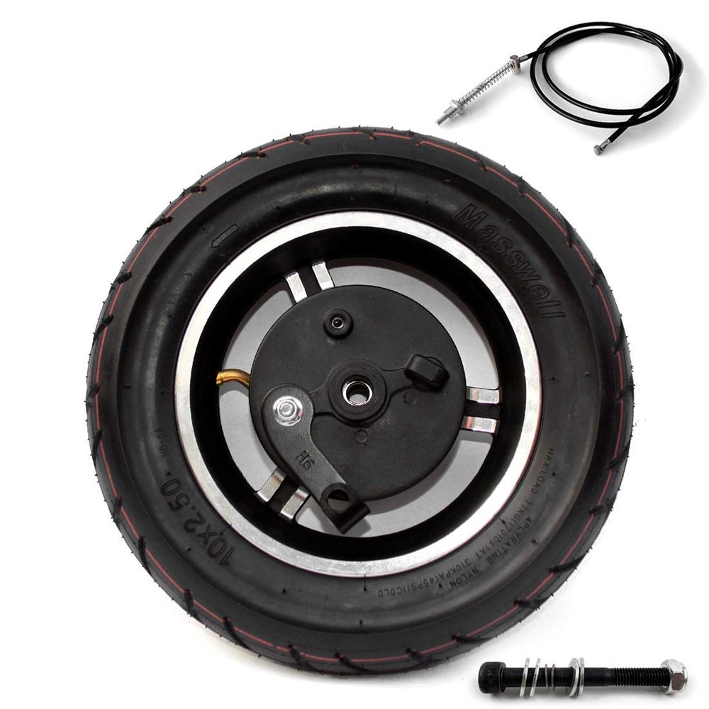 10 Inch Wheel With Brake 10x2.50 Inflated Wheel With Inner Tube And Expansion Brake 180 CM Brake Cable For Scooter Rear Wheel (wheel axle cable120)