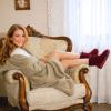 LongBay Women's Chenille Knit Bootie Slippers Cute Plush Fleece Memory Foam House Shoes (Medium / 7-8 B(M), Wine Red) view 2