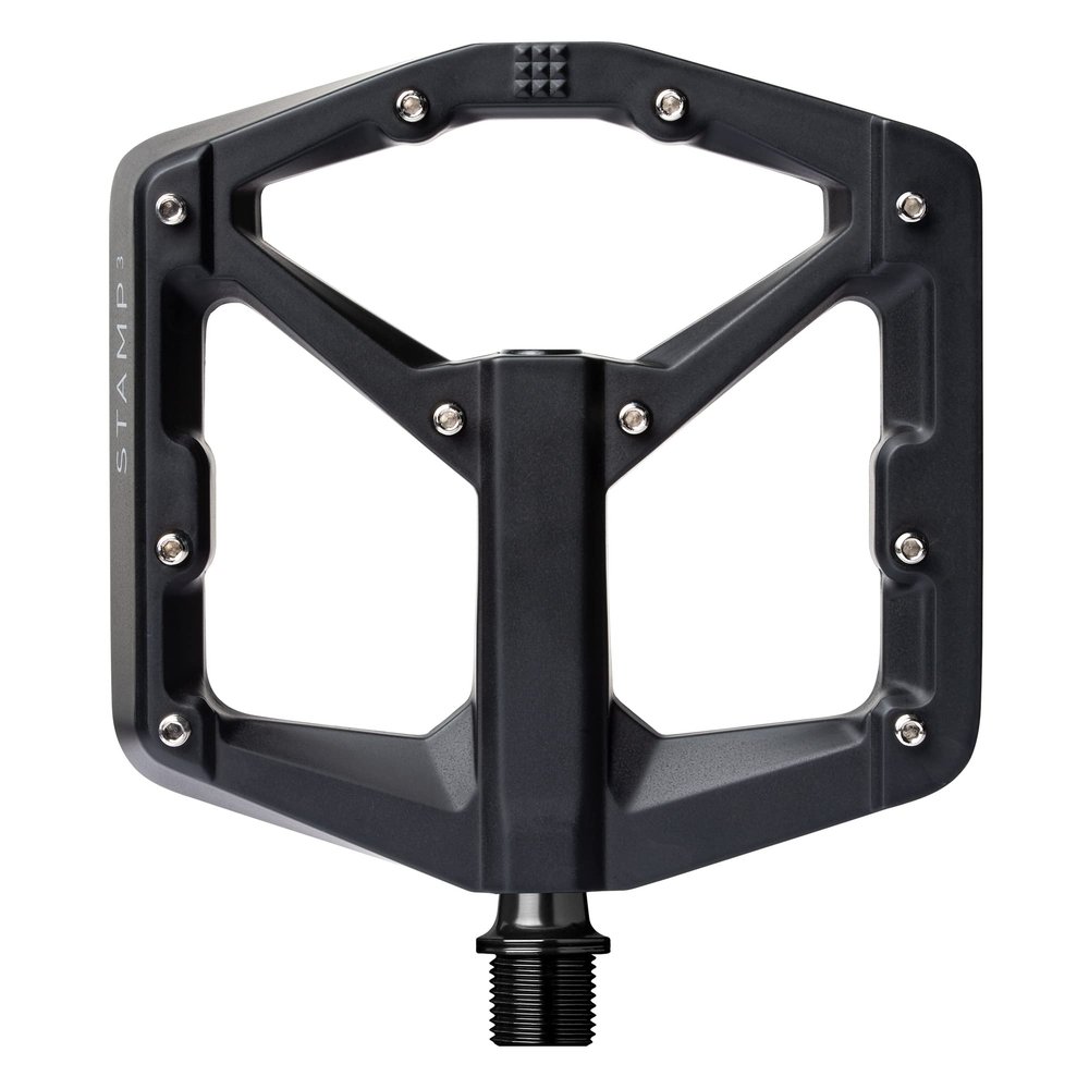 Crankbrothers Stamp 3 Large Mountain Bike Pedals - Black - MTB Enduro Trail BMX Optimized Platform - Flat Pair of Bicycle Mountain Bike Pedals