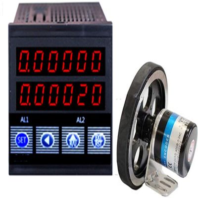 Digital Length Meter Counter Length Counter with line Speed Display for Feet Meter and Yard 110V (Single wheel, Black)